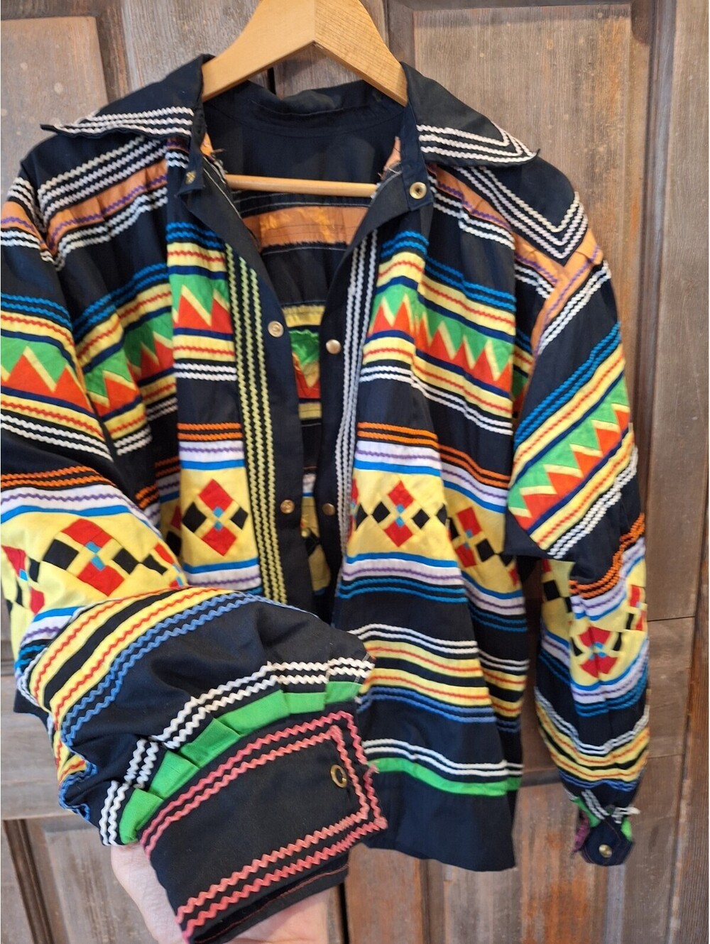 Vintage SEMINOLE patchwork quilt Native American jacket, SEE Story! Hand Made